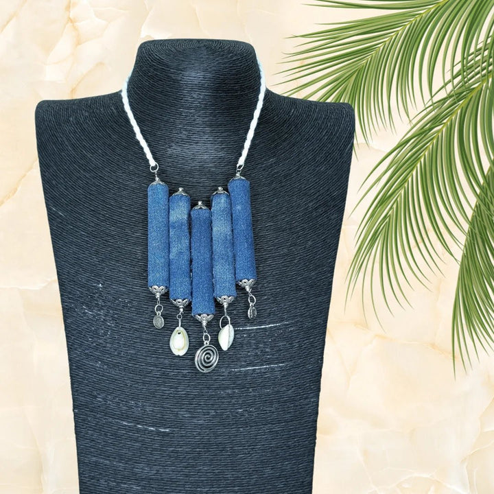Denim Raga Necklace - MAGS By Sananda Basak - A Sustainable Fashion Brand