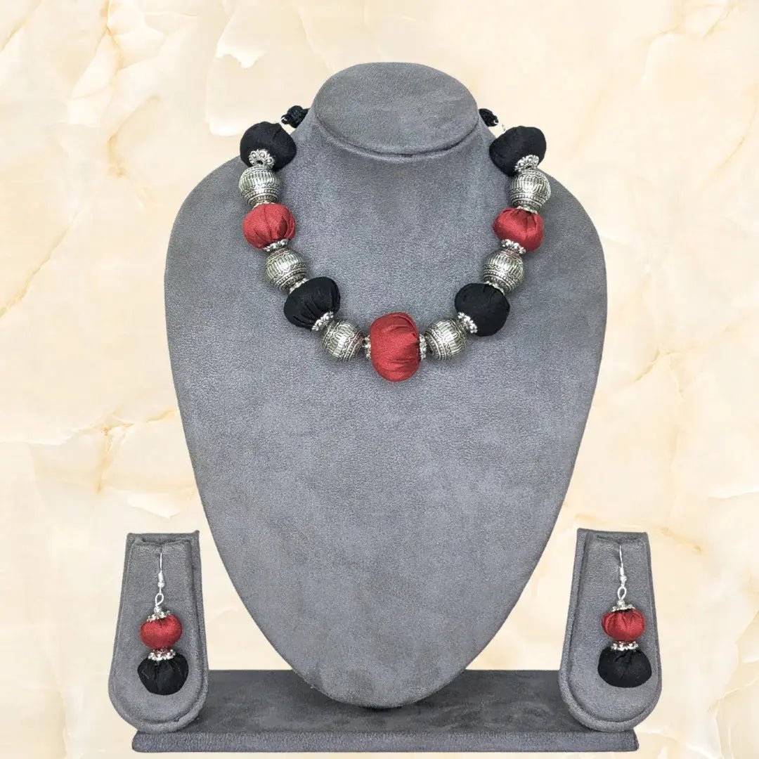 Ethnic Potli Necklace With Earrings - MAGS By Sananda Basak - A Sustainable Fashion Brand