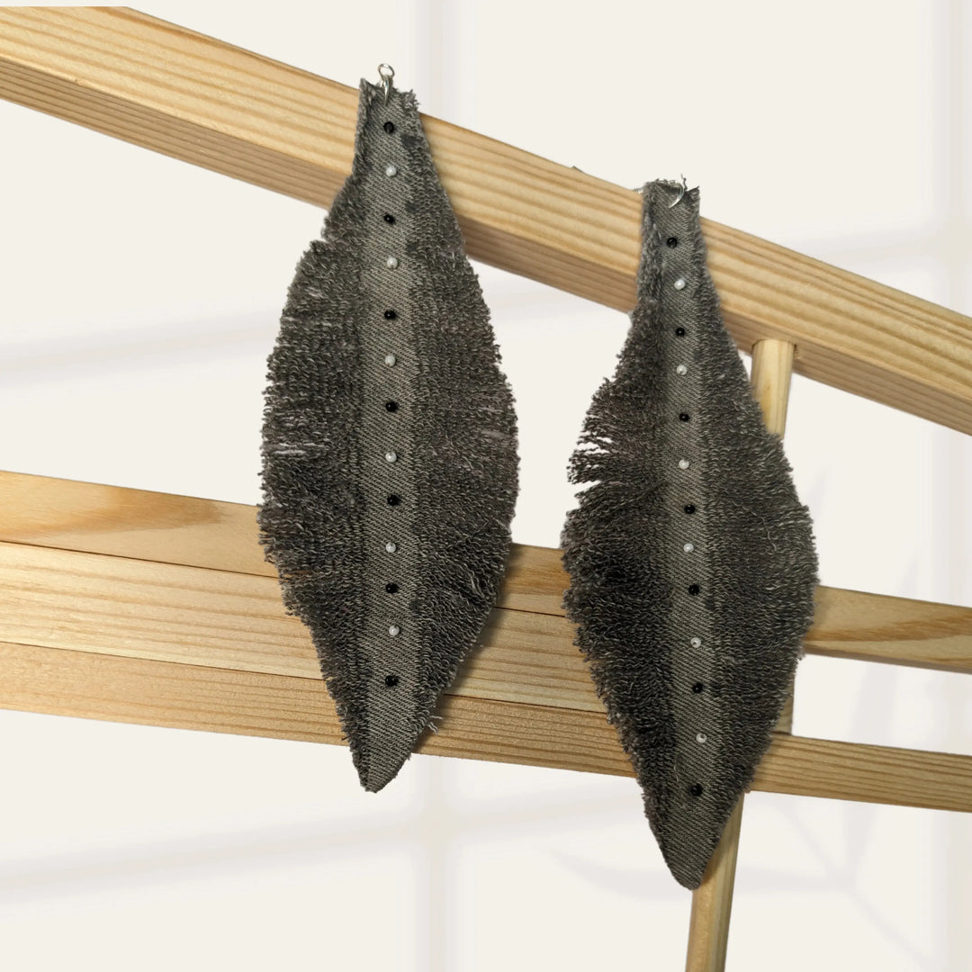 Grey Feather Dangler - MAGS By Sananda Basak - A Sustainable Fashion Brand