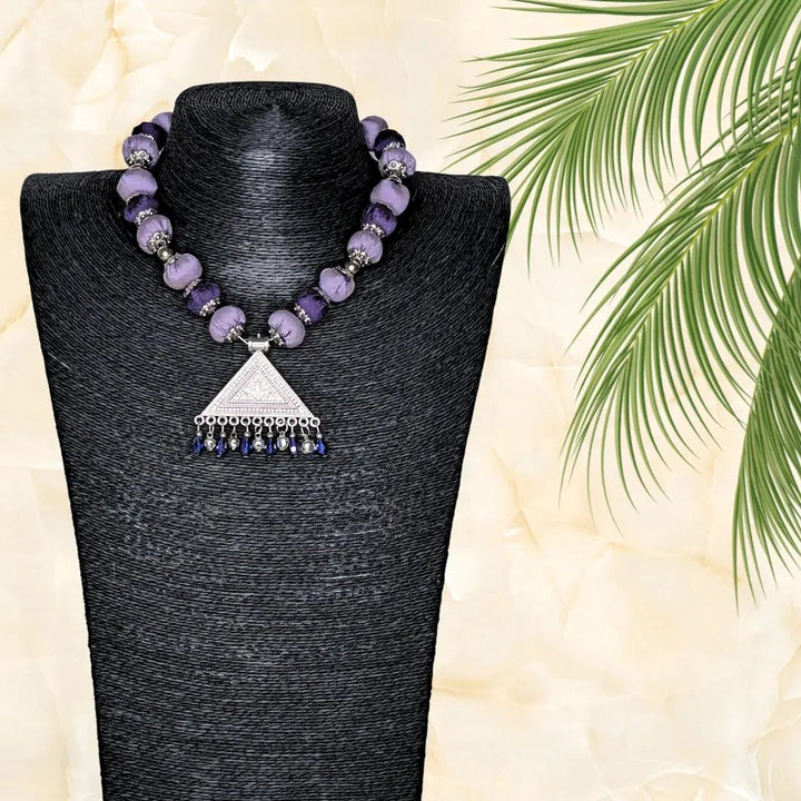 Lavender Potli Necklace With Earring - MAGS By Sananda Basak - A Sustainable Fashion Brand