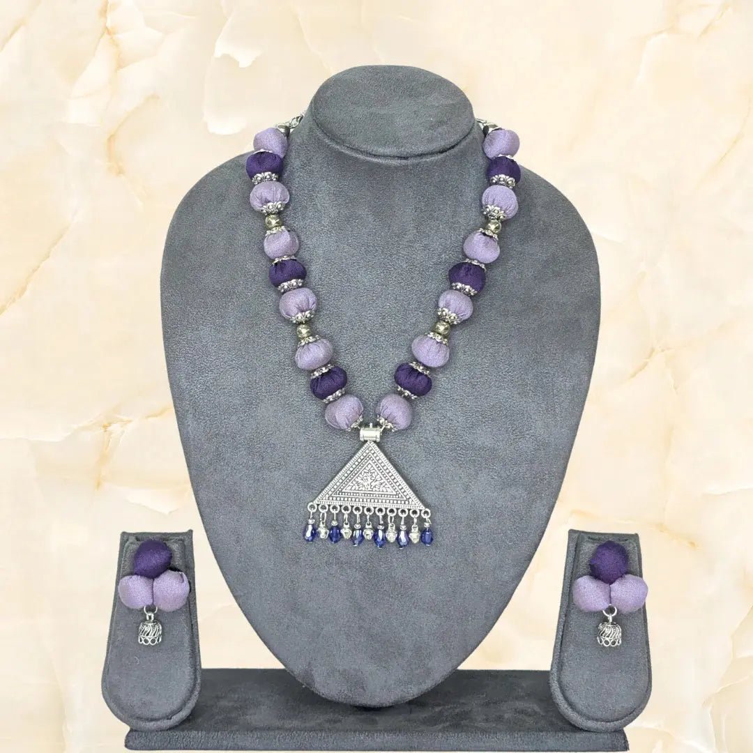 Lavender Potli Necklace With Earring - MAGS By Sananda Basak - A Sustainable Fashion Brand