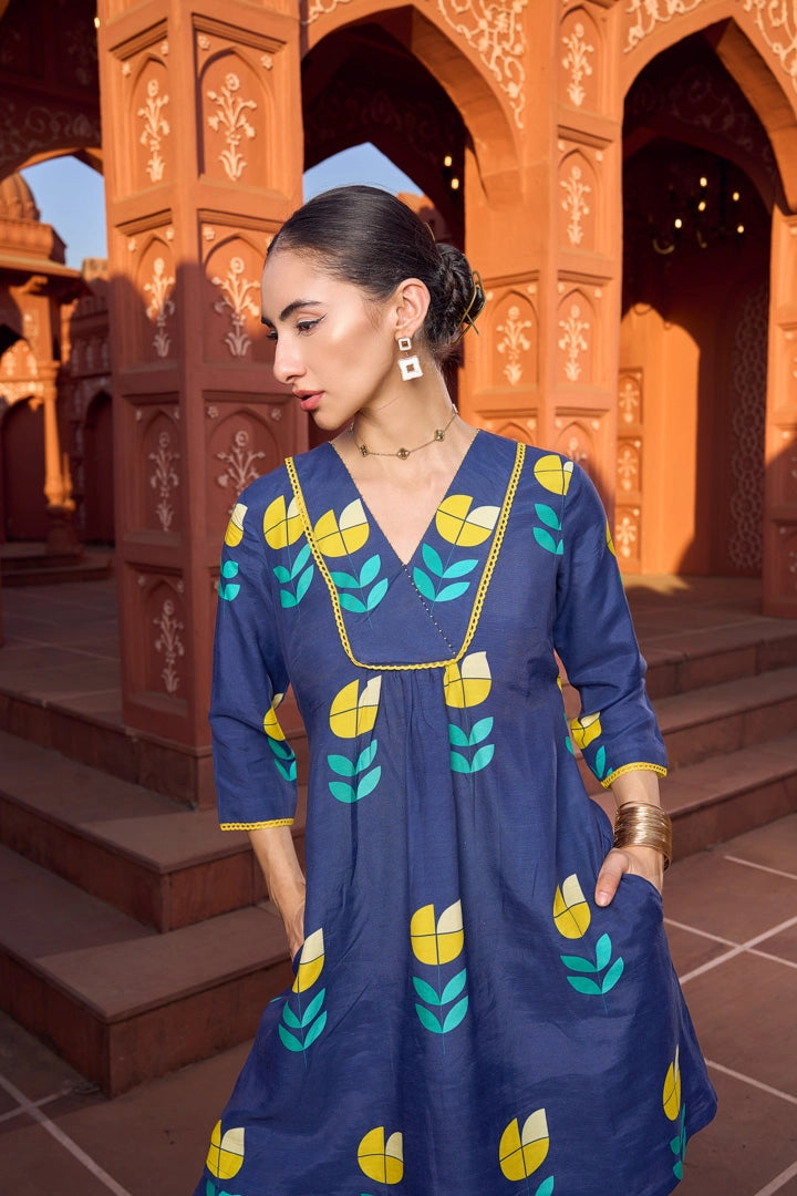 Midnight Tulip Kurti & Pant