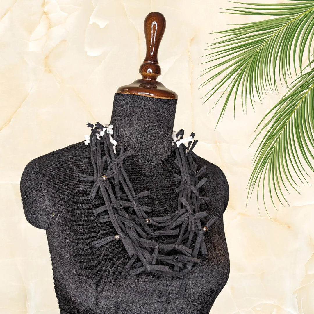 Multi Layered Knotted Necklace Black - MAGS By Sananda Basak - A Sustainable Fashion Brand