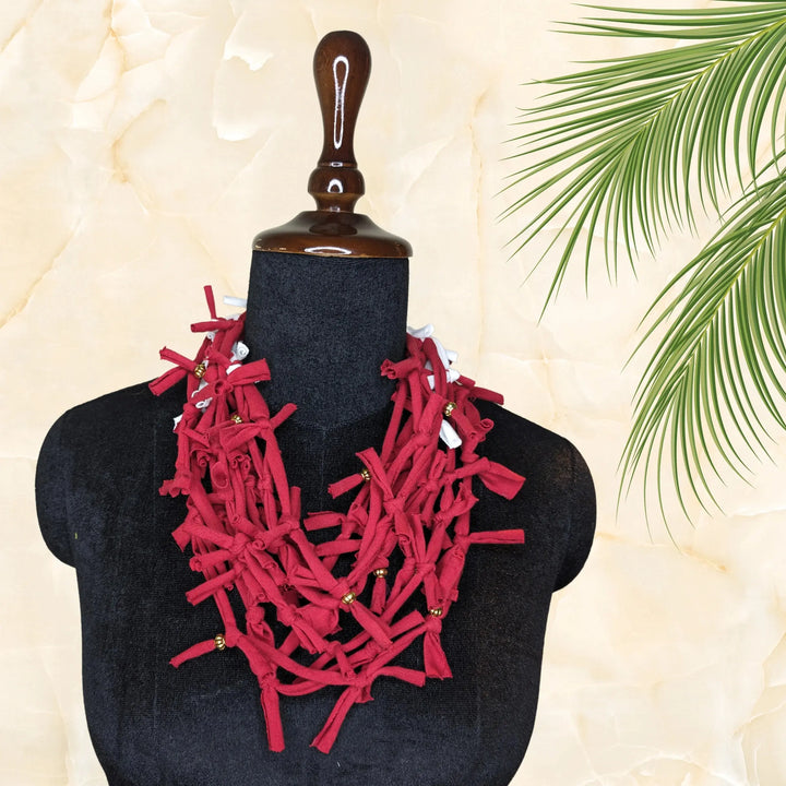 Multi Layered Knotted Necklace Red - MAGS By Sananda Basak - A Sustainable Fashion Brand