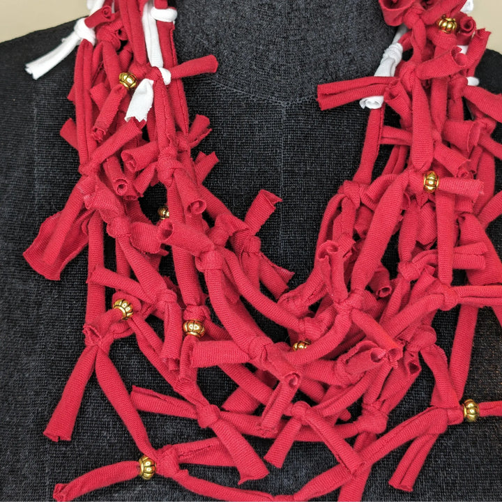 Multi Layered Knotted Necklace Red - MAGS By Sananda Basak - A Sustainable Fashion Brand