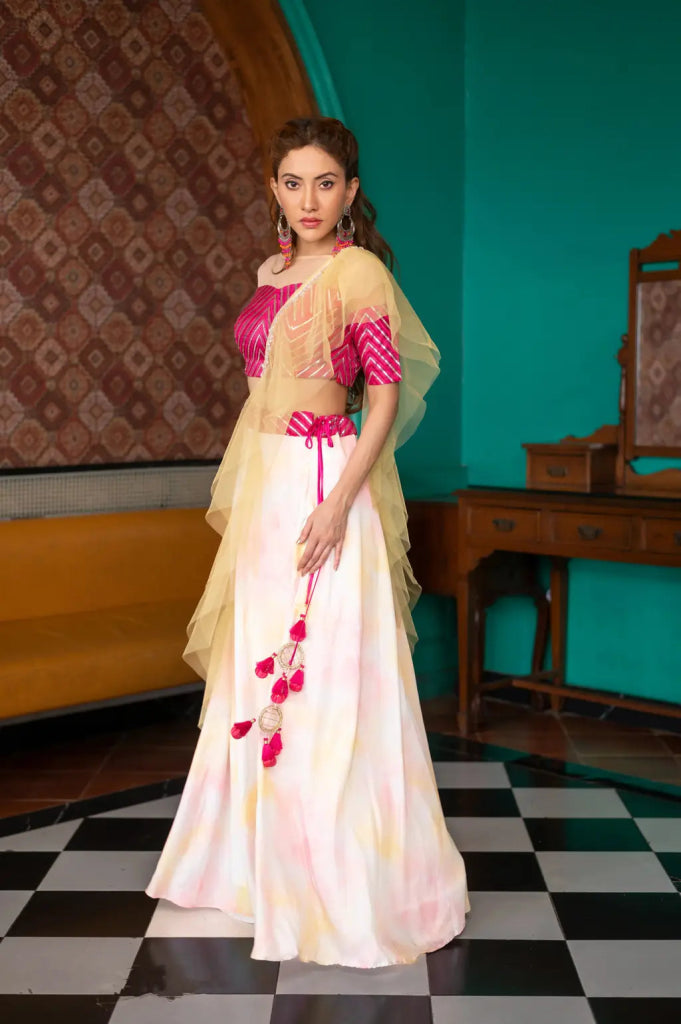 Off Shoulder Blouse & Long Skirt Set - MAGS By Sananda Basak - A Sustainable Fashion Brand