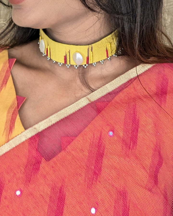 Yellow Chocker - Eco-friendly luxury resort wear offers – women's casual fashion by Sananda Basak - MAGS By Sananda Basak - Pune INDIA