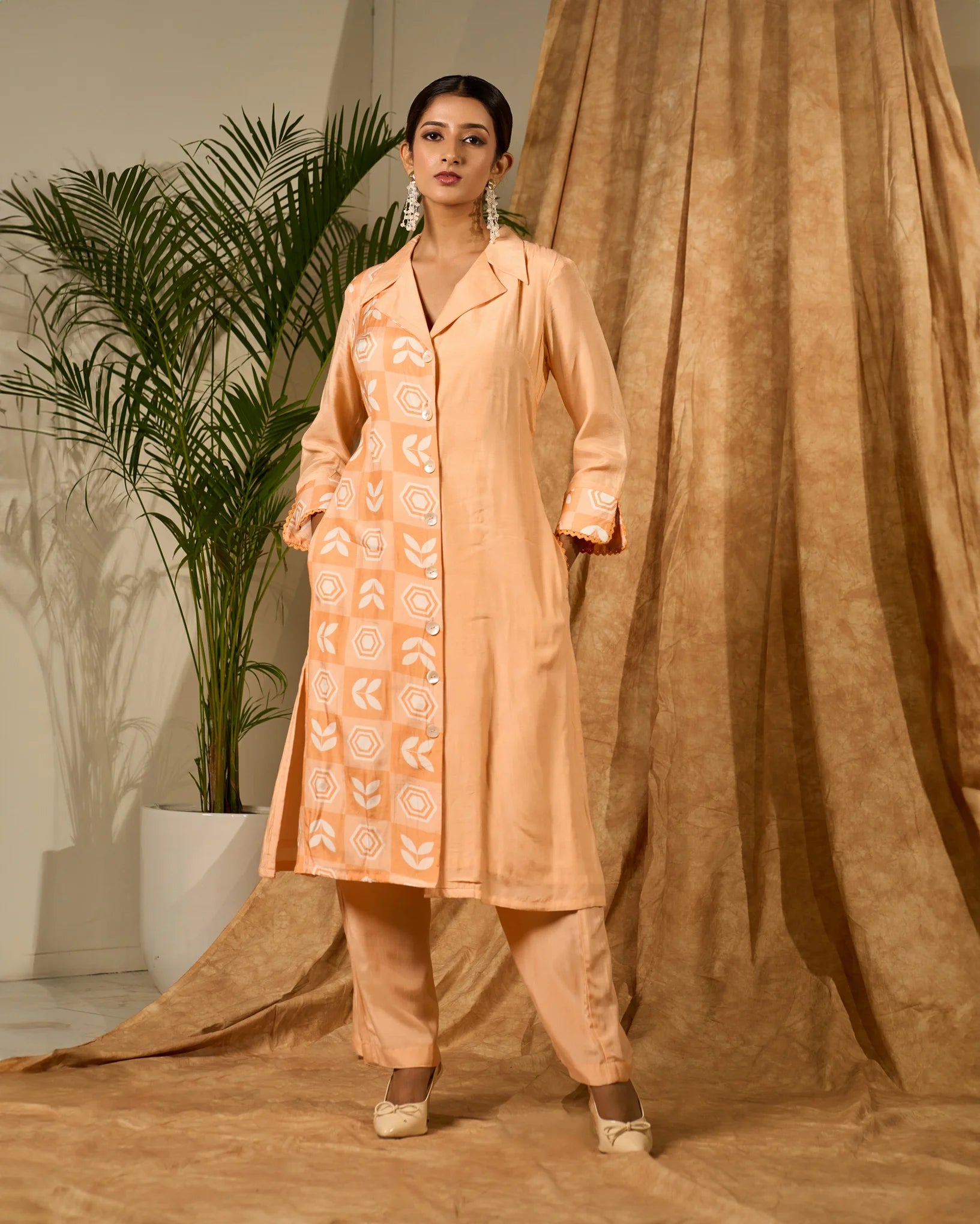 Peach Meadow Kurti & Pants - MAGS By Sananda Basak - A Sustainable Fashion Brand
