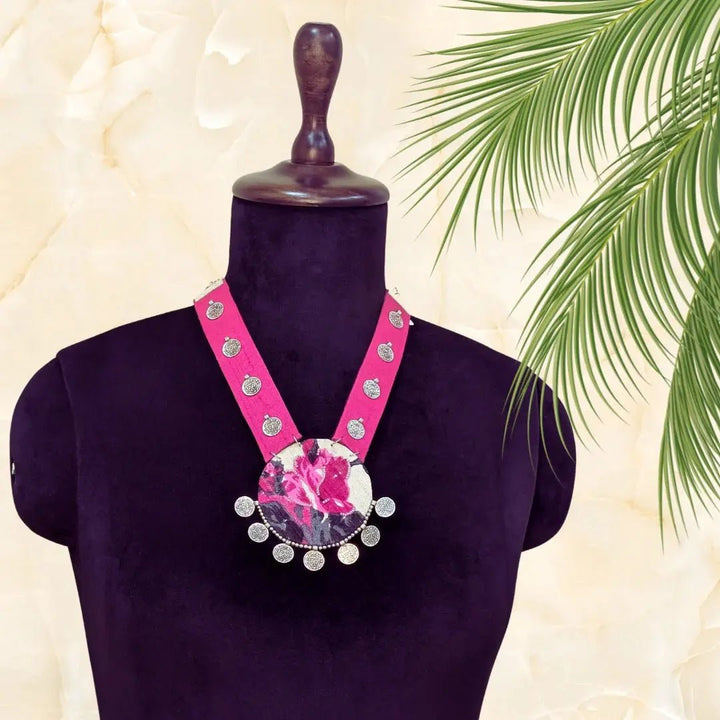 Pink Rose Pendent Necklace - MAGS By Sananda Basak - A Sustainable Fashion Brand