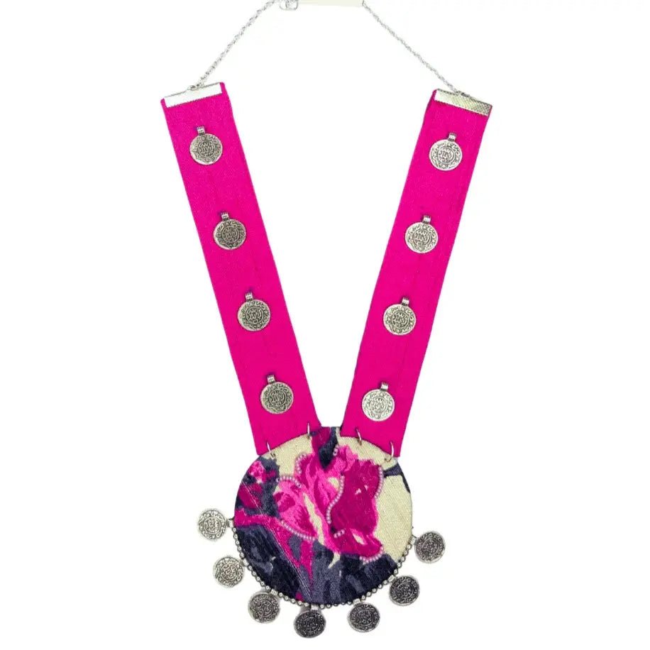 Pink Rose Pendent Necklace - MAGS By Sananda Basak - A Sustainable Fashion Brand