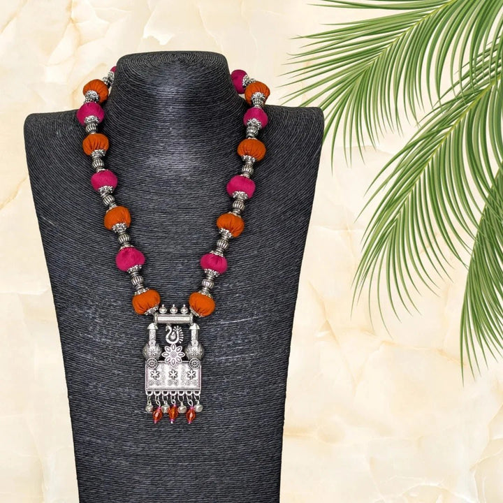 Rang Mayur Potli Necklace With Earring - MAGS By Sananda Basak - A Sustainable Fashion Brand