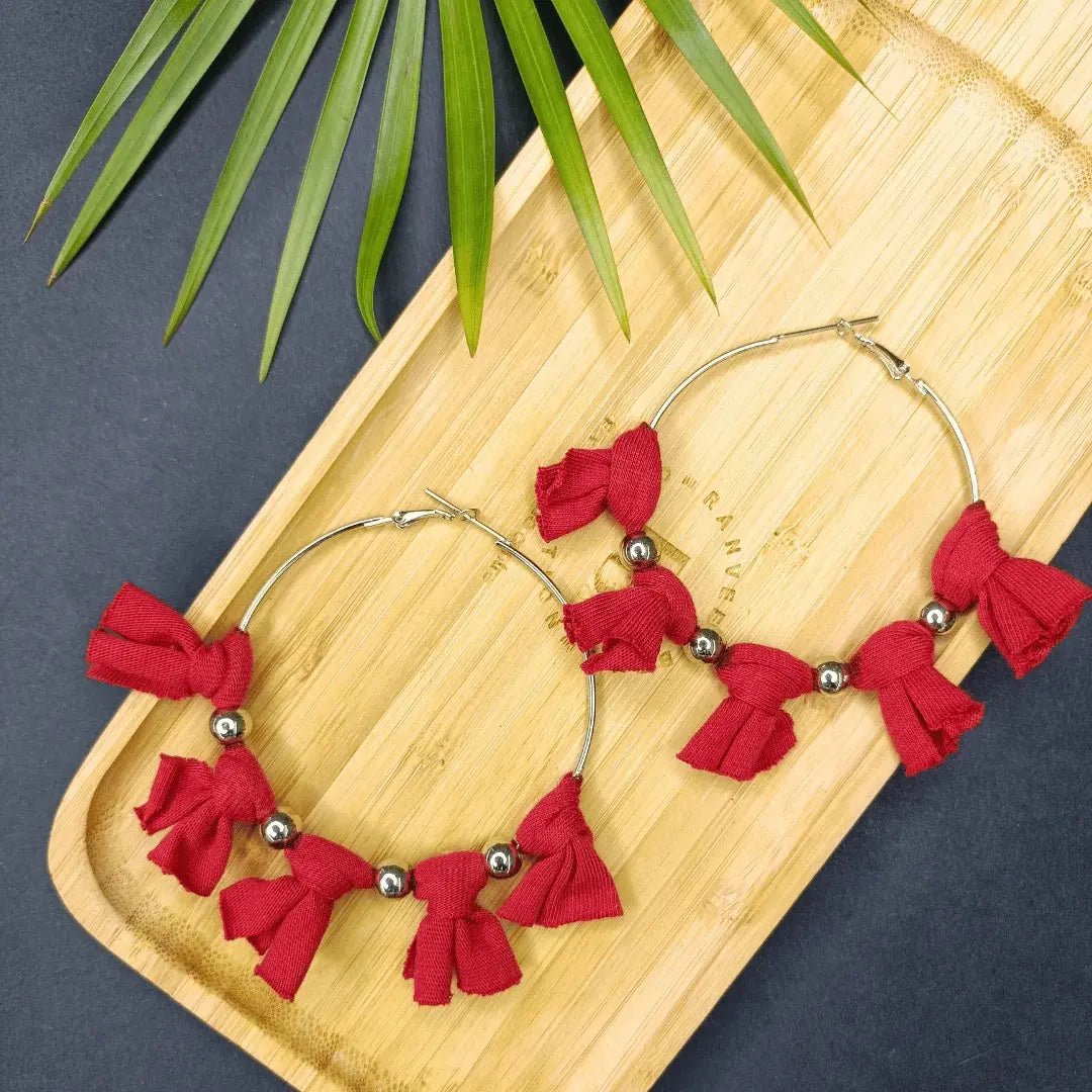 Red Knotted Hoop - MAGS By Sananda Basak - A Sustainable Fashion Brand