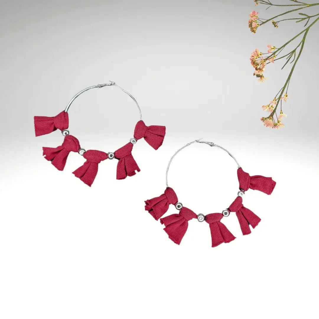 Red Knotted Hoop - MAGS By Sananda Basak - A Sustainable Fashion Brand