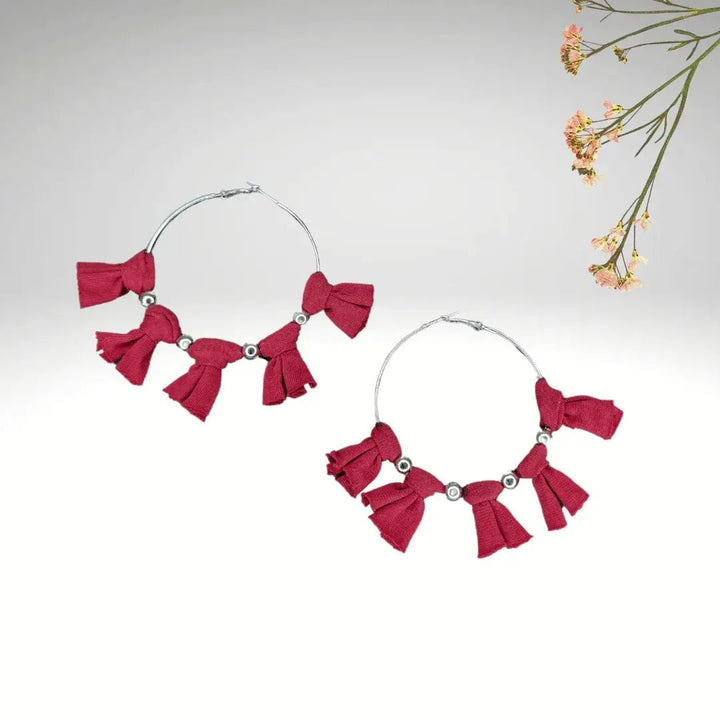 Red Knotted Hoop - MAGS By Sananda Basak - A Sustainable Fashion Brand