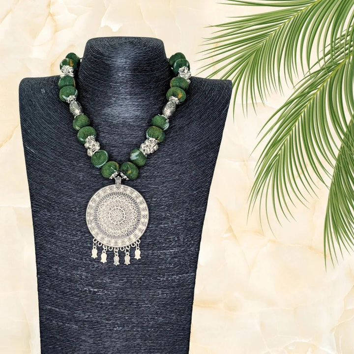 Tana Bana Silver Ikat Necklace - MAGS By Sananda Basak - A Sustainable Fashion Brand