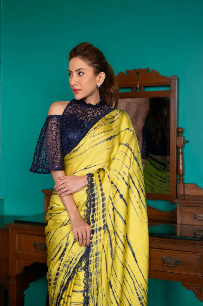 Yellow Green Saree - MAGS By Sananda Basak - A Sustainable Fashion Brand