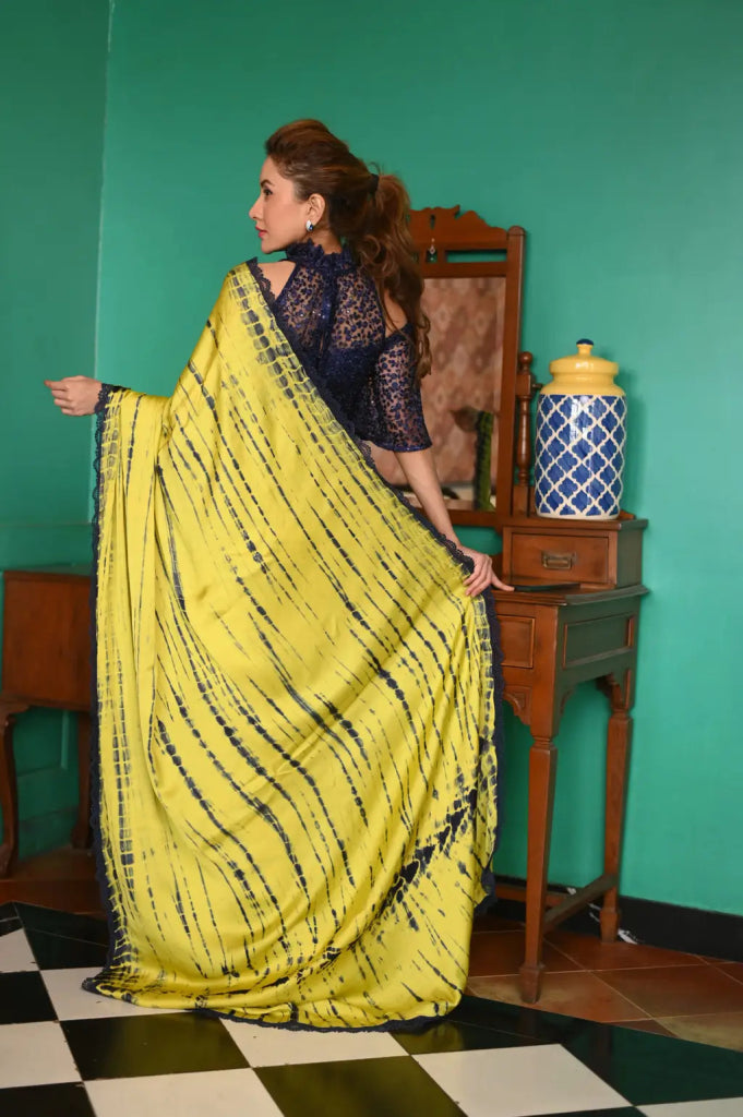 Yellow Green Saree - MAGS By Sananda Basak - A Sustainable Fashion Brand
