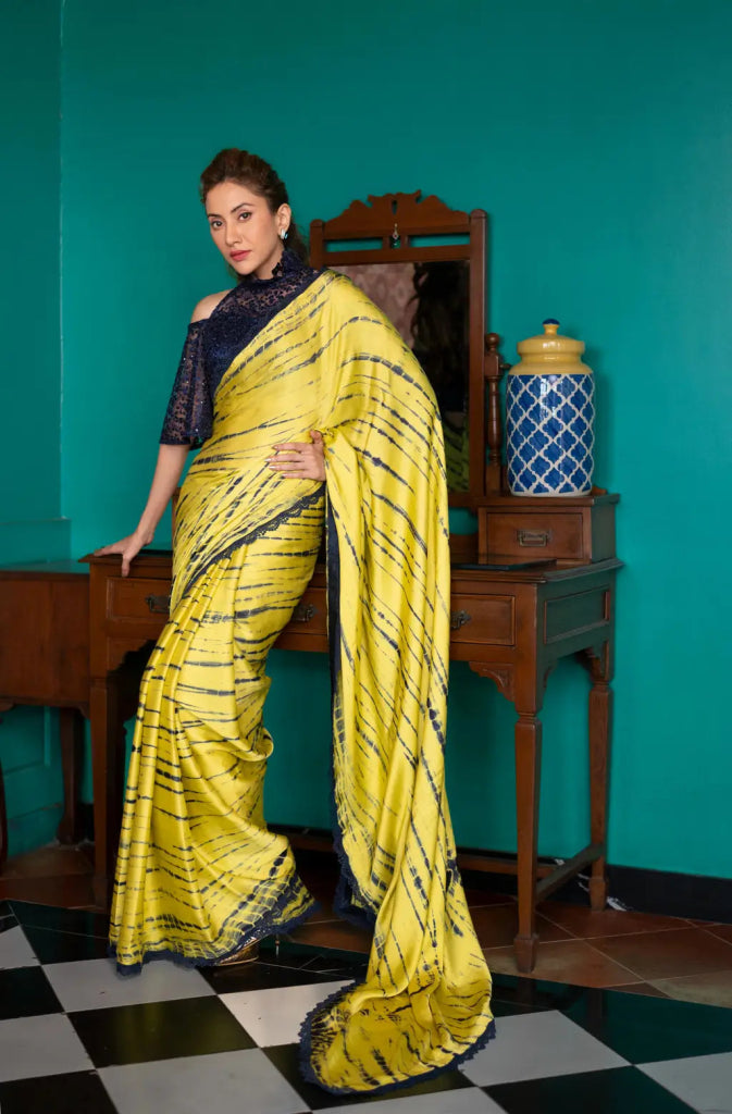 Yellow Green Saree - MAGS By Sananda Basak - A Sustainable Fashion Brand