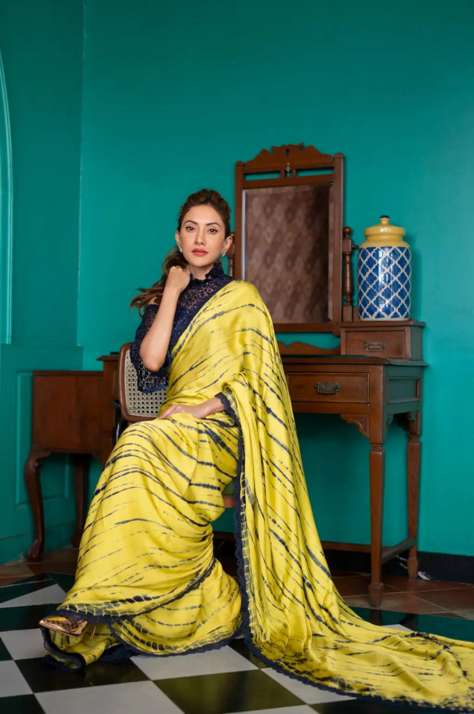 Yellow Green Saree - MAGS By Sananda Basak - A Sustainable Fashion Brand