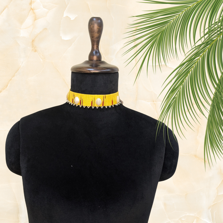 Yellow Chocker - Eco-friendly luxury resort wear offers – women's casual fashion by Sananda Basak - MAGS By Sananda Basak - Pune INDIA