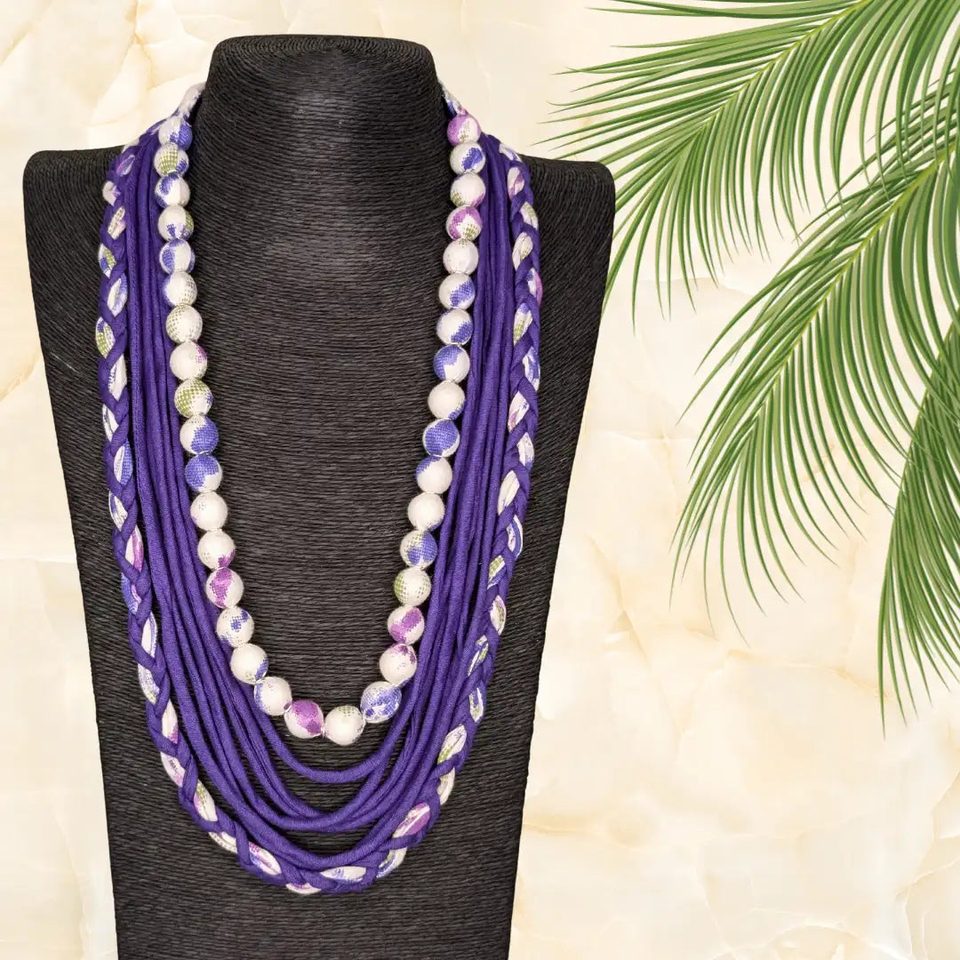 Multi Layered Necklace Purple - MAGS By Sananda Basak - A Sustainable Fashion Brand
