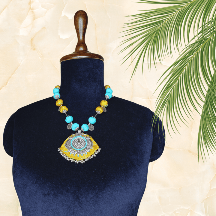 Dazzling Potli Necklace With  Earring - Eco-friendly luxury resort wear Diwali offers – women's casual fashion by Sananda Basak - MAGS By Sananda Basak - Pune INDIA