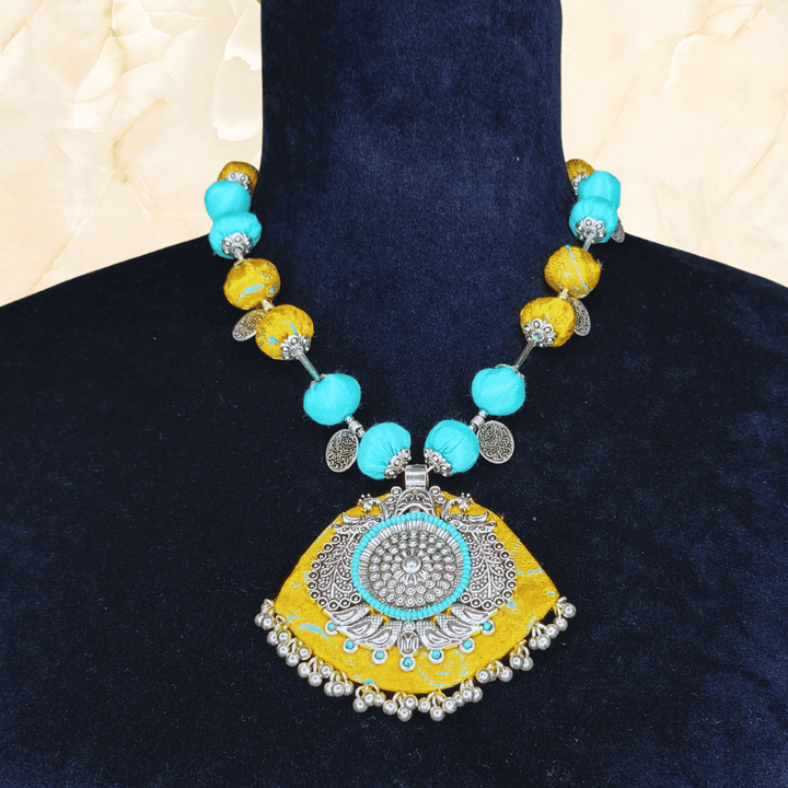 Dazzling Potli Necklace With  Earring - Eco-friendly luxury resort wear Diwali offers – women's casual fashion by Sananda Basak - MAGS By Sananda Basak - Pune INDIA