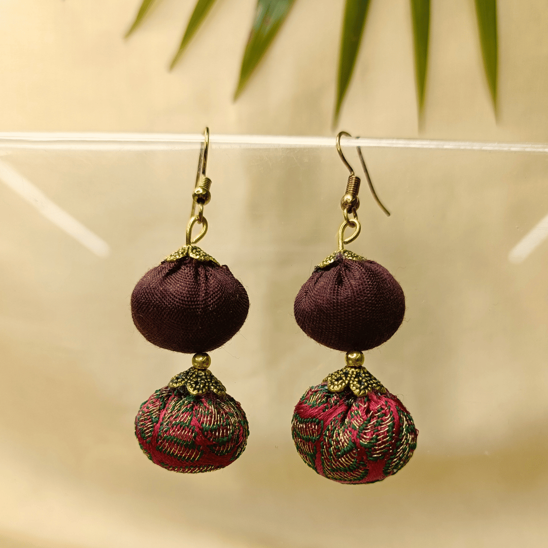 Cocoa Charm Potli Earring - Eco-friendly luxury resort wear Diwali offers – women's casual fashion by Sananda Basak - MAGS By Sananda Basak - Pune INDIA