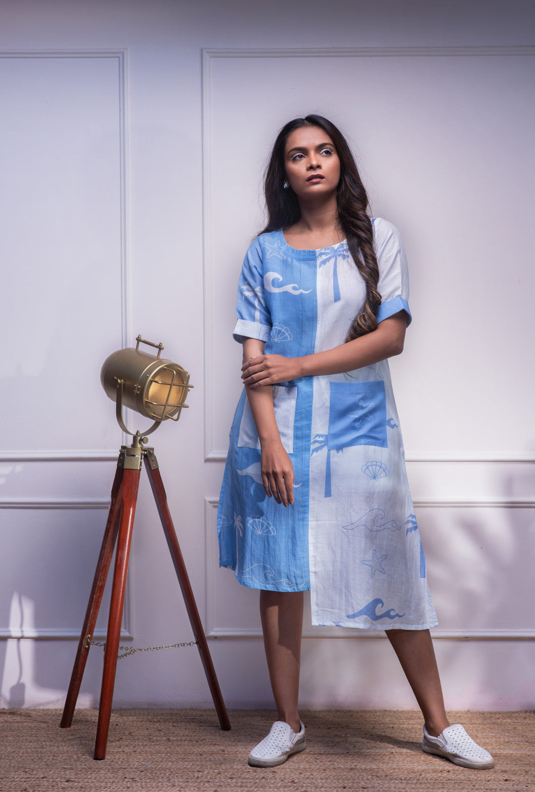 Sea Spray Kurti - Eco-friendly luxury resort wear Diwali offers – women's casual fashion by Sananda Basak - MAGS By Sananda Basak - Pune INDIA